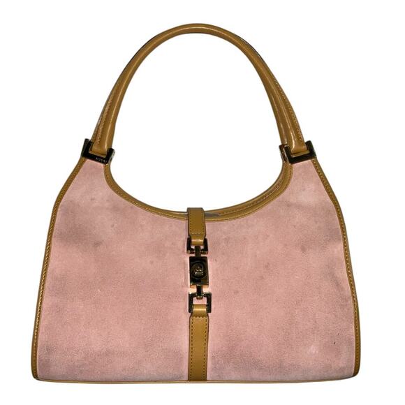 GUCCI Vintage Jackie Piston Hand Bag Purse Suede Leather Pink W/ Dust bag - Picture 1 of 14